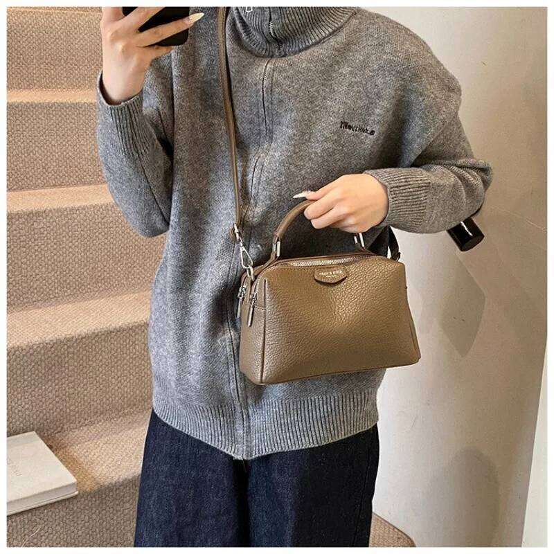 new Fashionable Crossbody Women's PU Leather Simple High Quality Tote Bag Vintage Boston Handbag Female Shoulder Bags