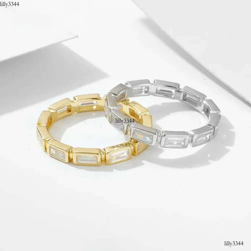 Luster Unique Wedding Eternity Band Sier 14k Gold Bezel Set 3x5mm Emerald Cut Moissanite Oval Ring for Women aaa