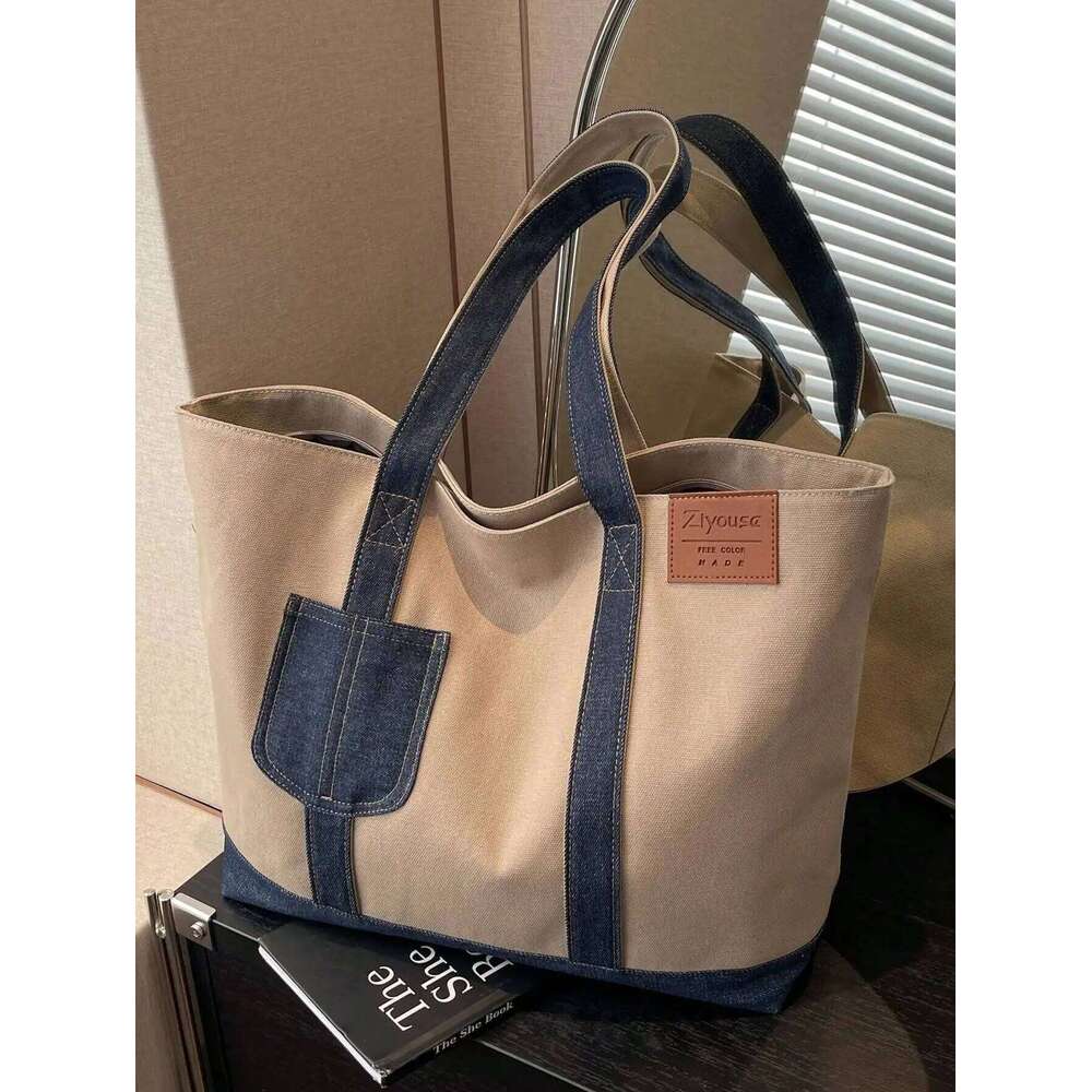 Stylish Durable Canvas Tote Bag Large Capacity Men Women - Suitable for School, Work and Travel