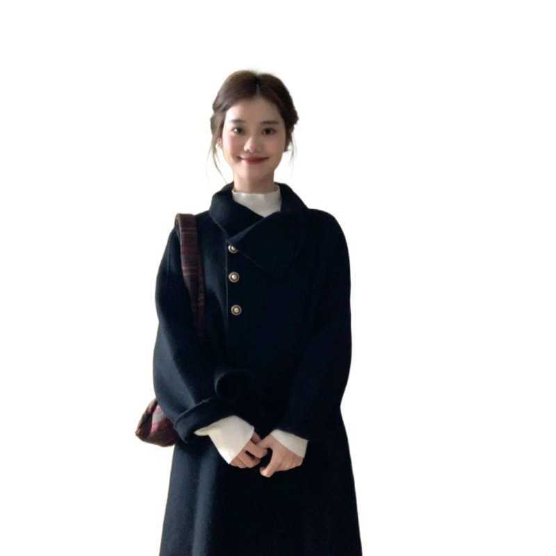 2024 New Wool Coat for Women Winter Korean Sle Woolen MidLength Autumn Winter HighEnd Hepburn Sle W250926