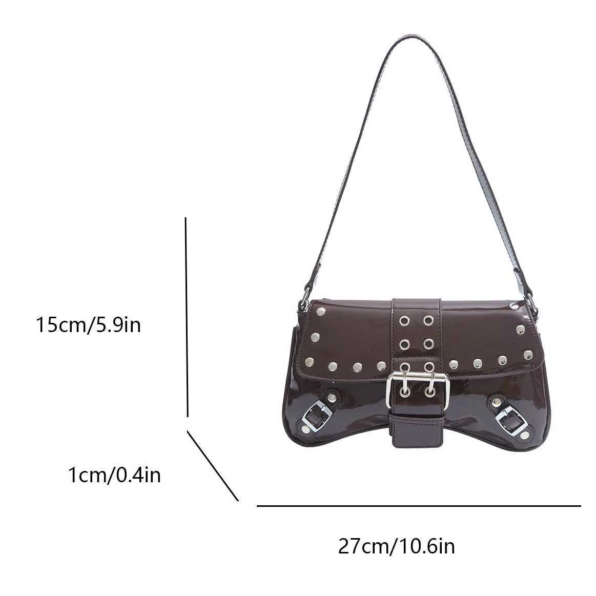 Fashion single Shoulder Bag High Quality Patent Leather Women Bag Rivet Chain Handbag Shopper Underarm Purse Retro Casual Tote Z250926
