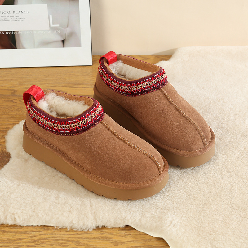 CE designer shoes Free shipping oxhide affordable luxury Winter anti slip snow boots with thick plush cotton shoes Good sealing