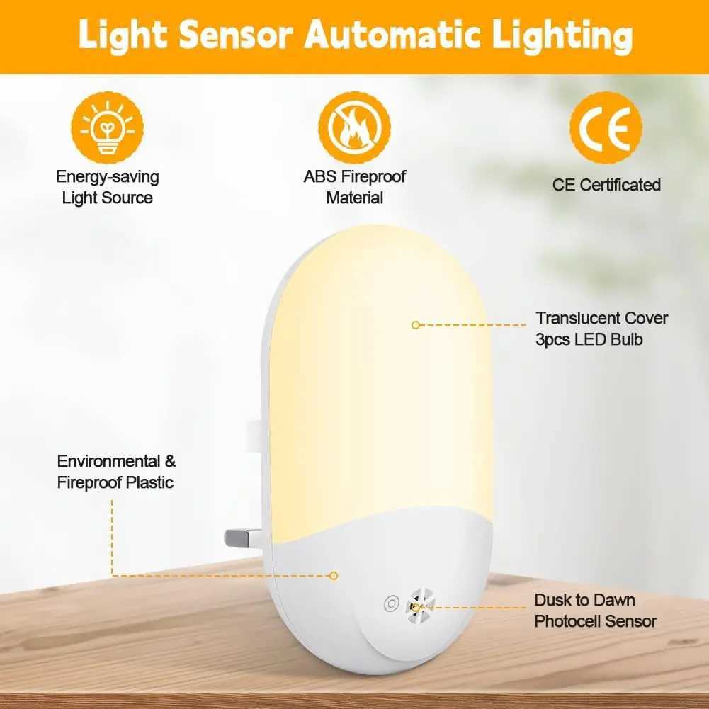 Plug in Night Light Plug in Wall with Dusk to Dawn Sensor 05W Warm White RGB Night Light for Kid Bedroom Bathroom Stair C250925