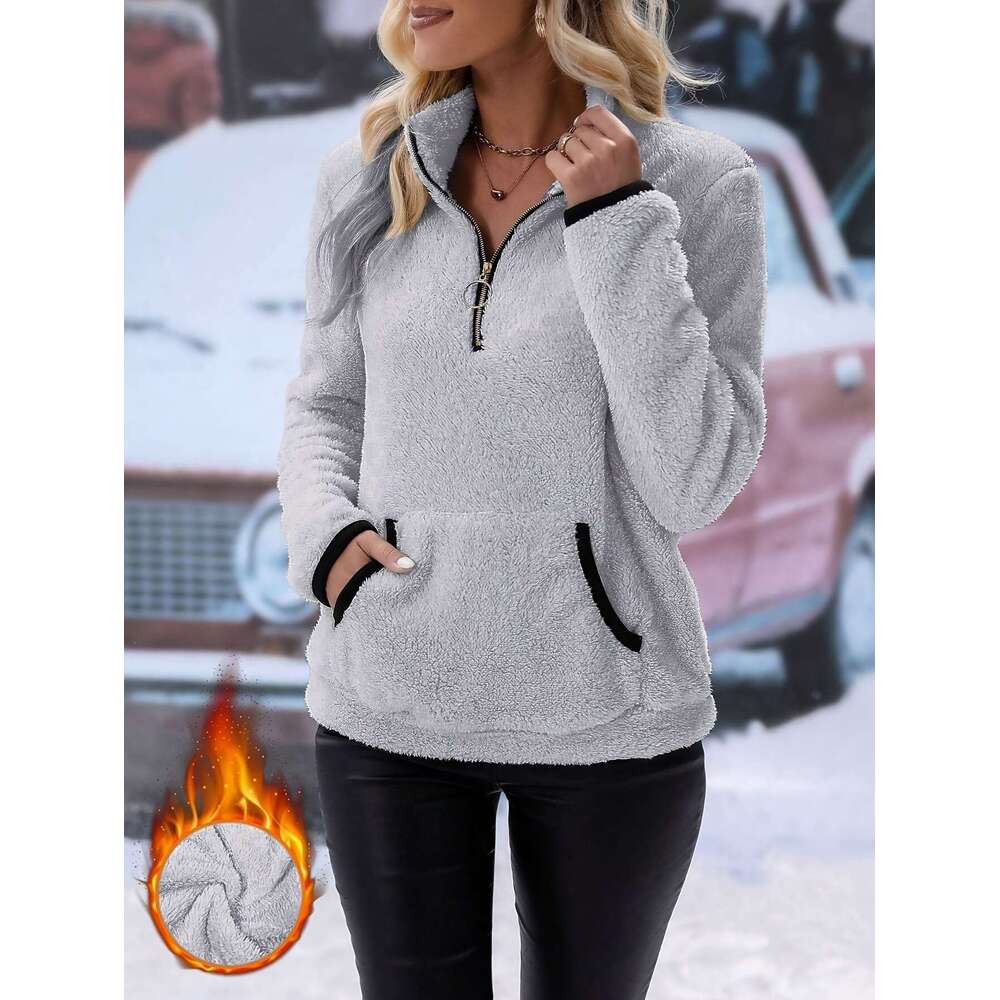 2025 Women's Half-Zip Long Plush Sweatshirt