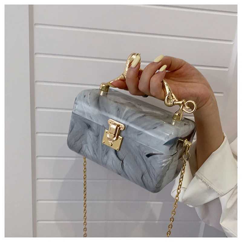 Square Box Party Handbag For Women Metal Leopard Handle Marbling Shoulder Chain Bag Female Tote Crossbody Bag Wedding Pouch Z250926
