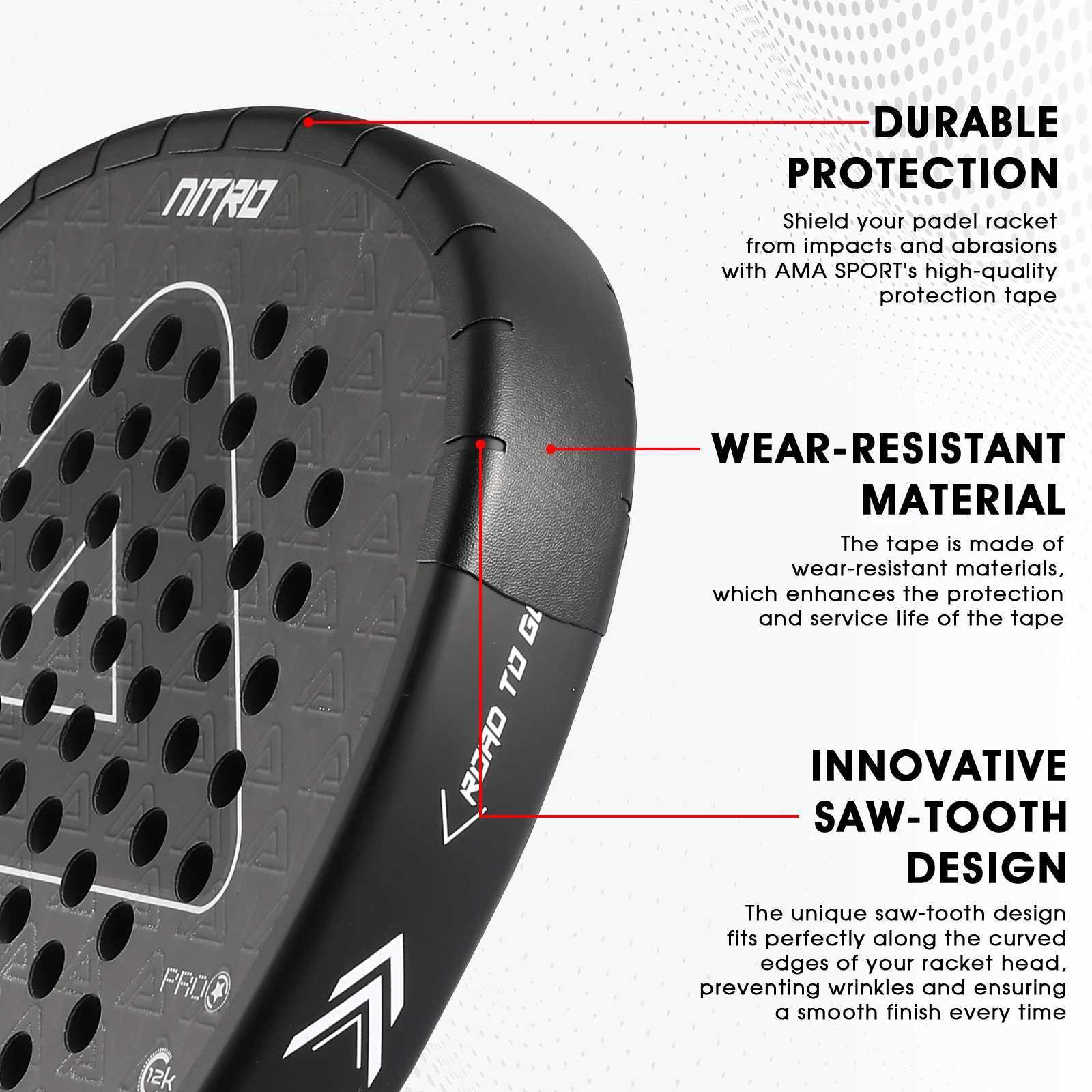 AMA SPORT Padel Racket Protection Tape Pack of 126 Edge Protector Durable Easy to Replace Transparent Padel Protector J250926