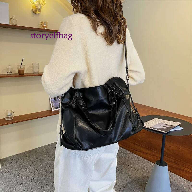 Big Black Shoulder Bags for Women Large Hobo Shopper Solid Color Quality Soft Leather Crossbody Handbag Lady Travel Tote Bag