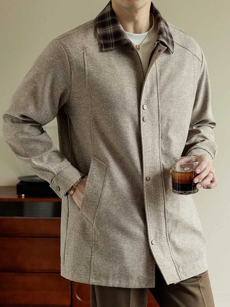 Big Tall 8XL MidLength Trench Coat Oversized Casual Long Jacket Outerwear Korean Fashion Mens Jacket Autumn Winter Coats W250926