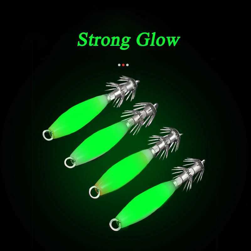 5pcsbag 14g 32need Luminous Squid Jig Hook Glow Squid Jigs Hook Cuttfish Fishing Hook Sea pesca Fishing Bait W250926