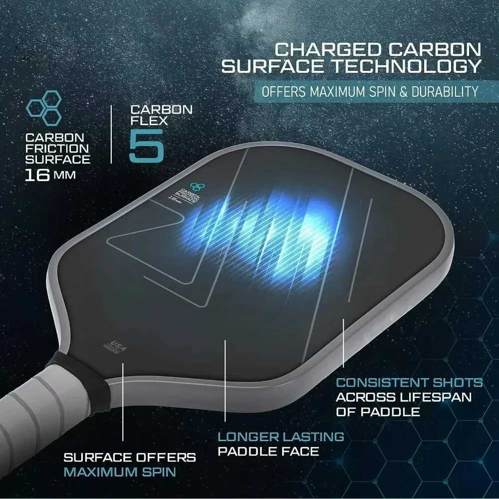 T700 Thermoformed Unibody Raw Carbon Fiber Pickleball Paddle Spin Textured Surface Ergonomic Grip with Foam Edge USAPA Approved J250926