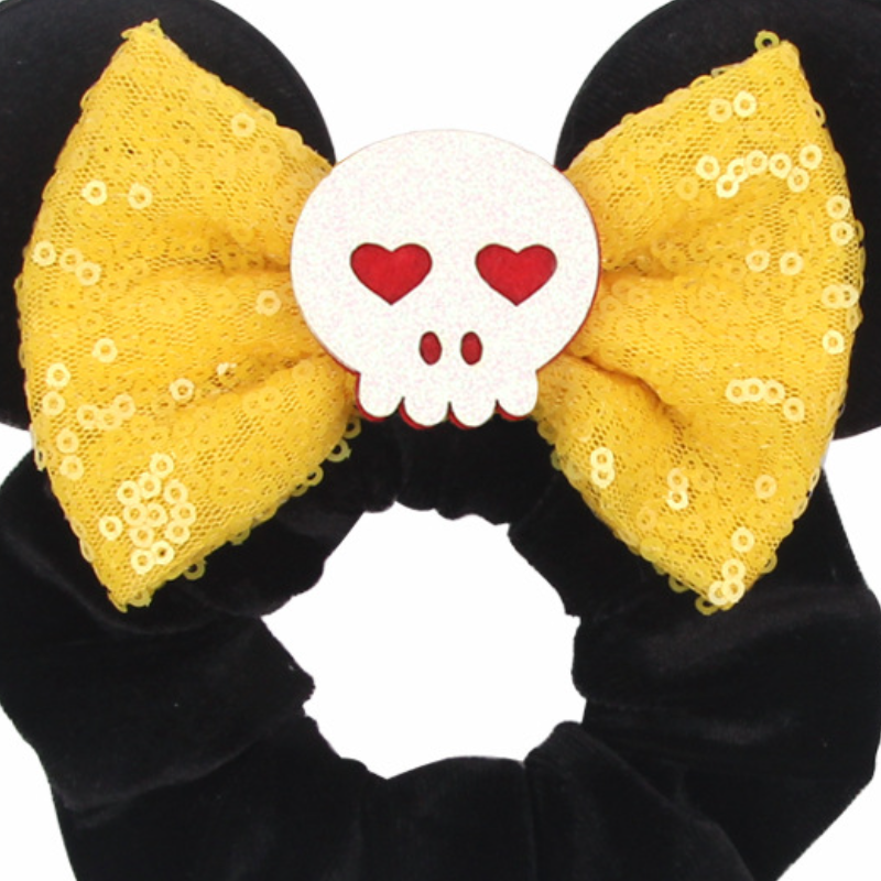 Disney girl Halloween hair accessory Mickey Christmas hair ring plus thickened velvet pig intestine hair ring elastic golden velvet hairband Halloween