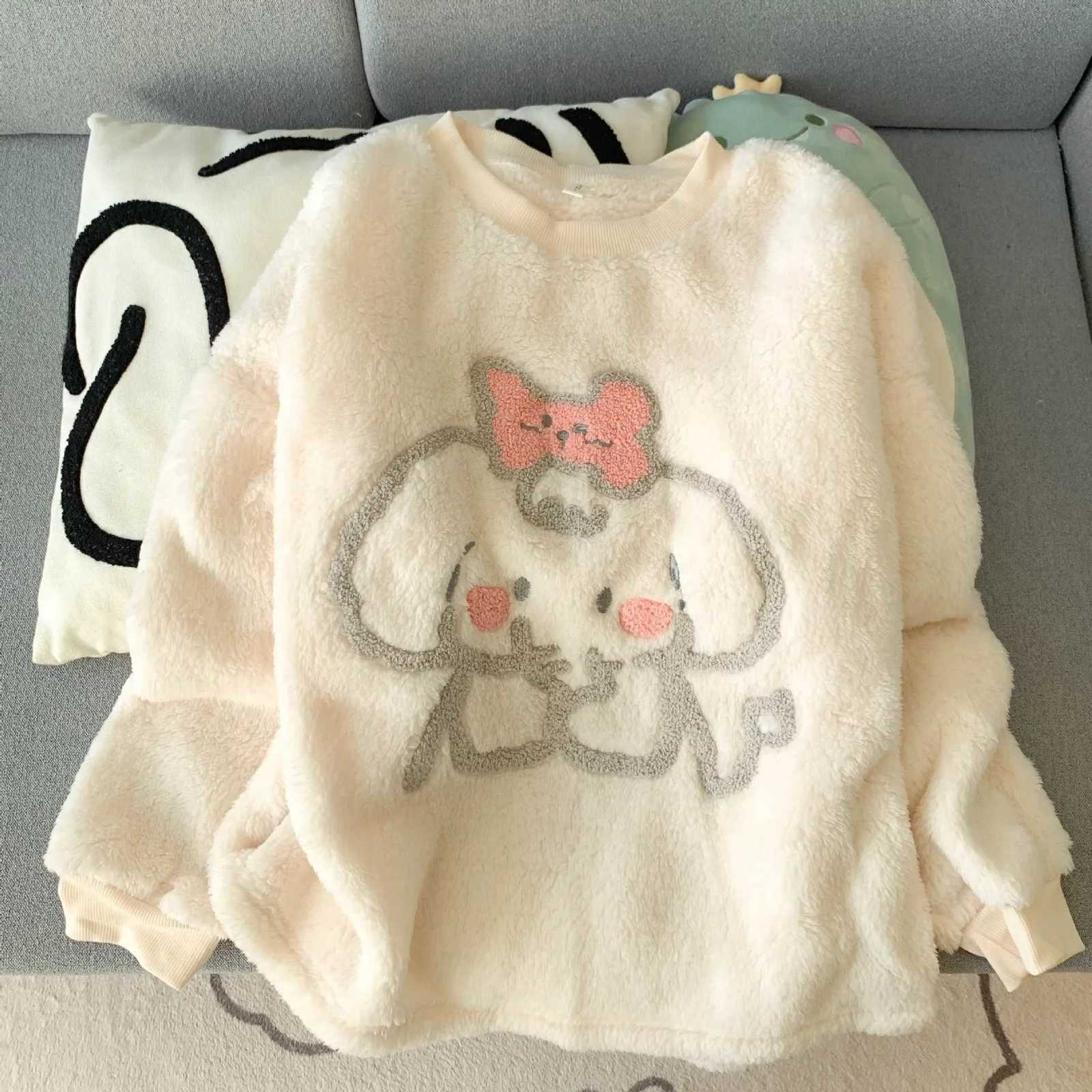 Thickened Coral Fleece Womens Sleepwear Autumn Winter New Style Internet Famous Home Clothes Set Cartoon Little Elephant Z250925