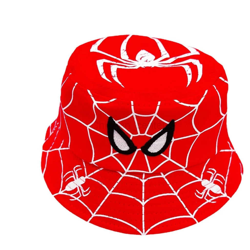 Disney Children Bucket Hat Cartoon Spider Printed Embroidered Fishermans Hats for Boys Outdoor Sunscreen Visor Hat Babys Gifts H250926