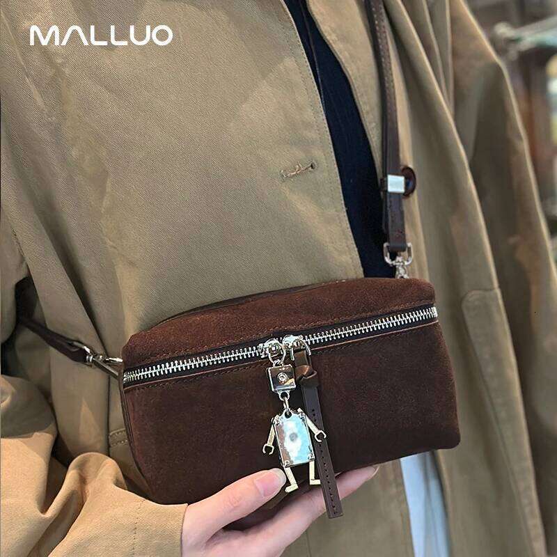 Ladies Retro Soft Cowhide Handbags Women's Suede Frosted Cow Leather Shoulder Bag Female Fashion Trend Designer Bags Girl Suotong2509