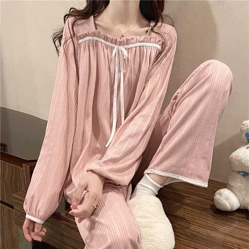 Womens Spring and Autumn Pajamas Set Womens LongSleeved Long Trousers Pajamas Homewear Sweet Leisure Homewear Loose Set Z250925