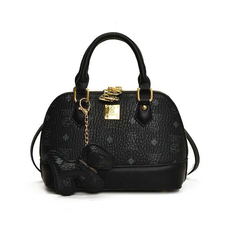 2025 Ladies High sense Shell Messenger Bag Small in Size Adorned with Bear Print Exuding Niche Fashion and TemperamentW250926