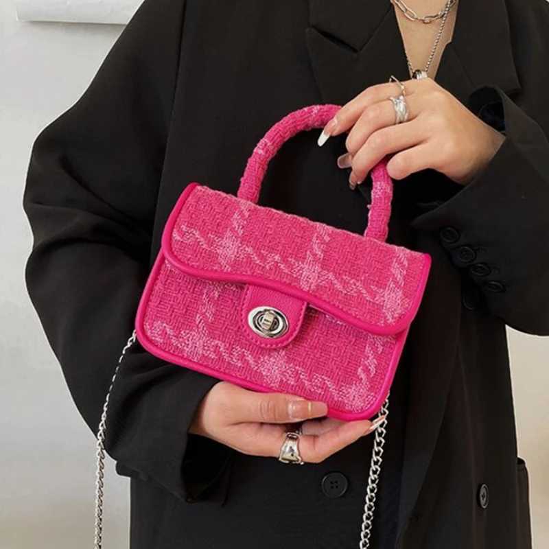 Tweed Knitting Women Shoulder Crossbody Bags Simple Chain Design Female Purse Handbags Fashion Ladies Locks Underarm Bag Z250926