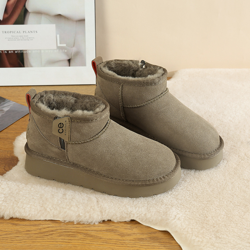 CE designer shoes Free shipping oxhide affordable luxury Winter anti slip snow boots with thick plush cotton shoes High structural rigidity