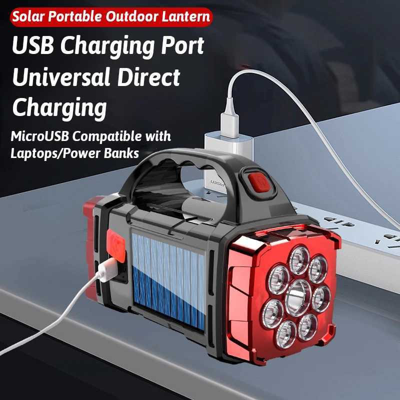 Dual Color Dual Light Source Solar Rechargeable 16 LED Light USB Power Bank Function Multi Switches Portable Outdoor Lighting C250925