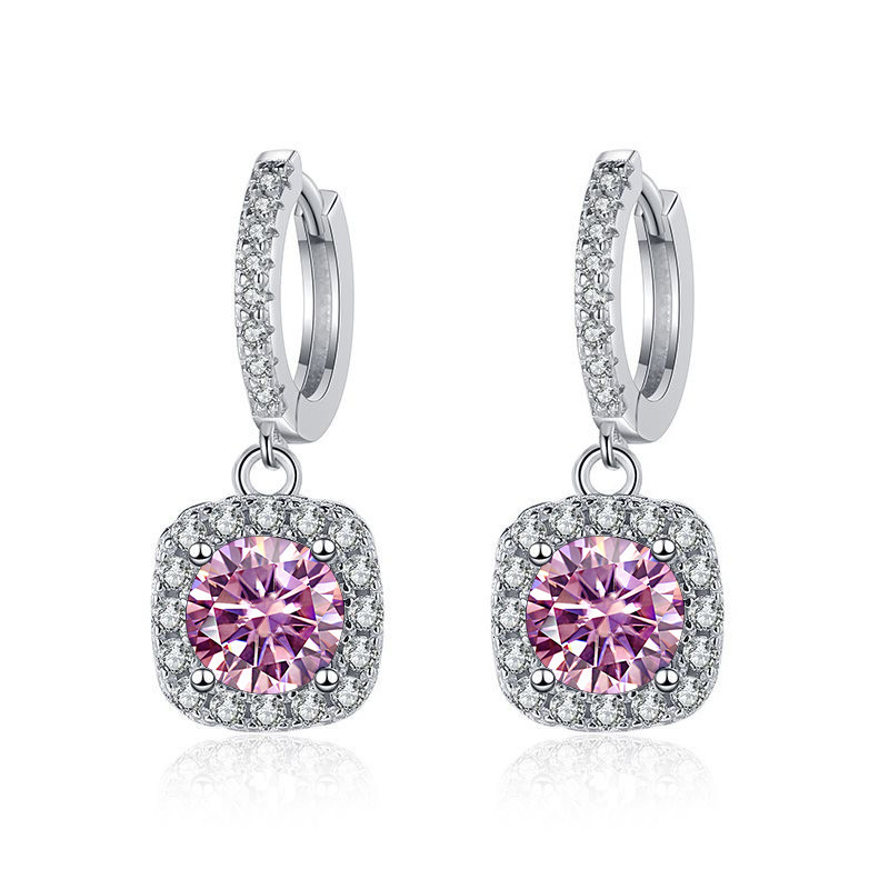 Designer earrings for woman Pure silver s925 luxurious moissanite earrings Plated with white gold pink moissanite simple, elegant and fashionable earr