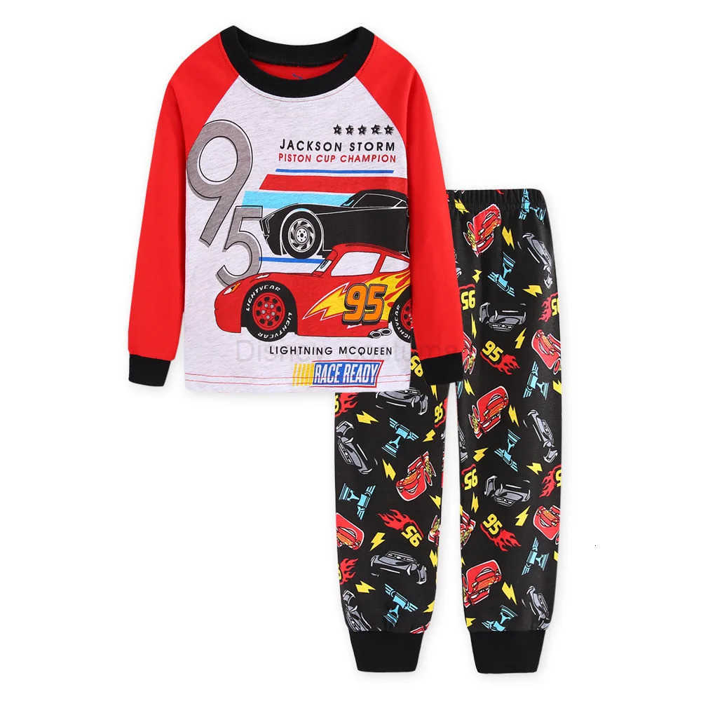 Disney New Kids Pajama Set Cotton Soft Cars Print Loungewear Long Sleeve Pjs Sleepwear for Toddler Boys nighty Girls nightwear H250926