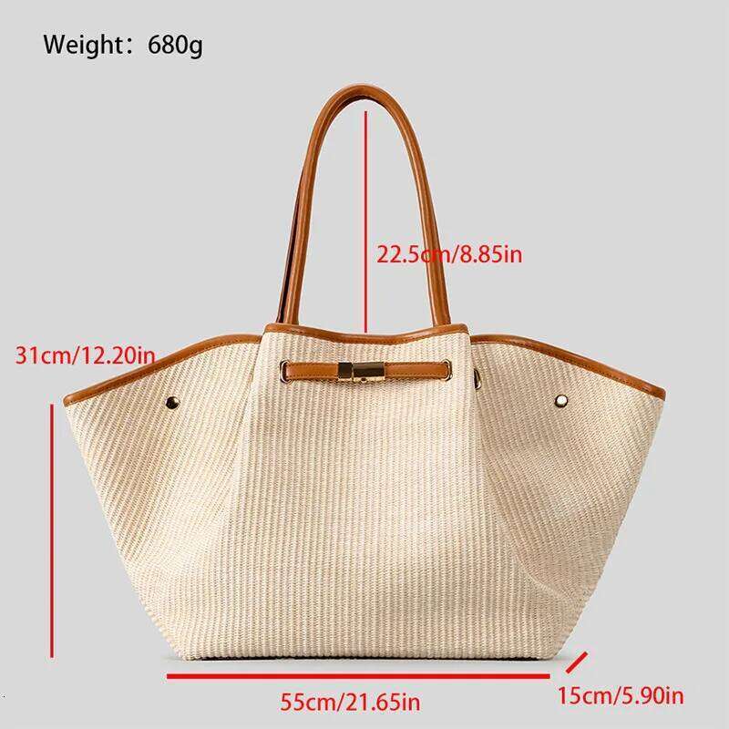 European American Fashion Dump Light High Quality Pu Leather Tote Niche Designer Straw Versatile Commuter Bag