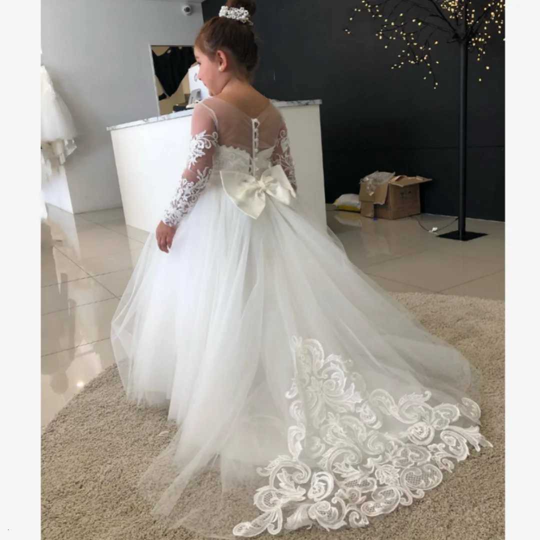 Flower Girl Dress Long Lace Princess Dress for Girls Sleeveless First Communion Gown Child Wedding Party Dress Z250926