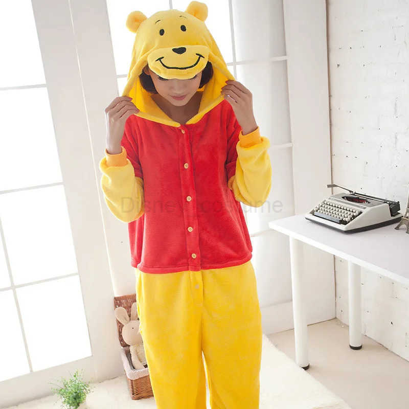 Disney Costume Adults Onesie Pajama Winnie The Pooh Kids Cosplay Anime Figure Pyjamas Fall Winter Home Sleepwear Birthdays Gifts H250926