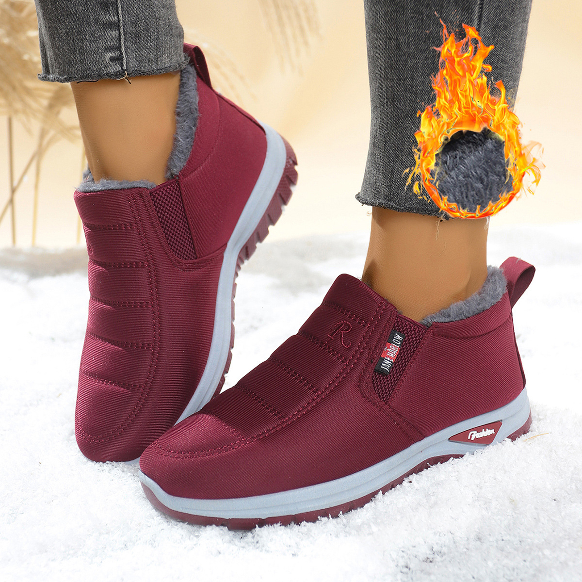 Cotton Shoes New Style Slip-On Snow Boots Women's Winter Warm Versatile
