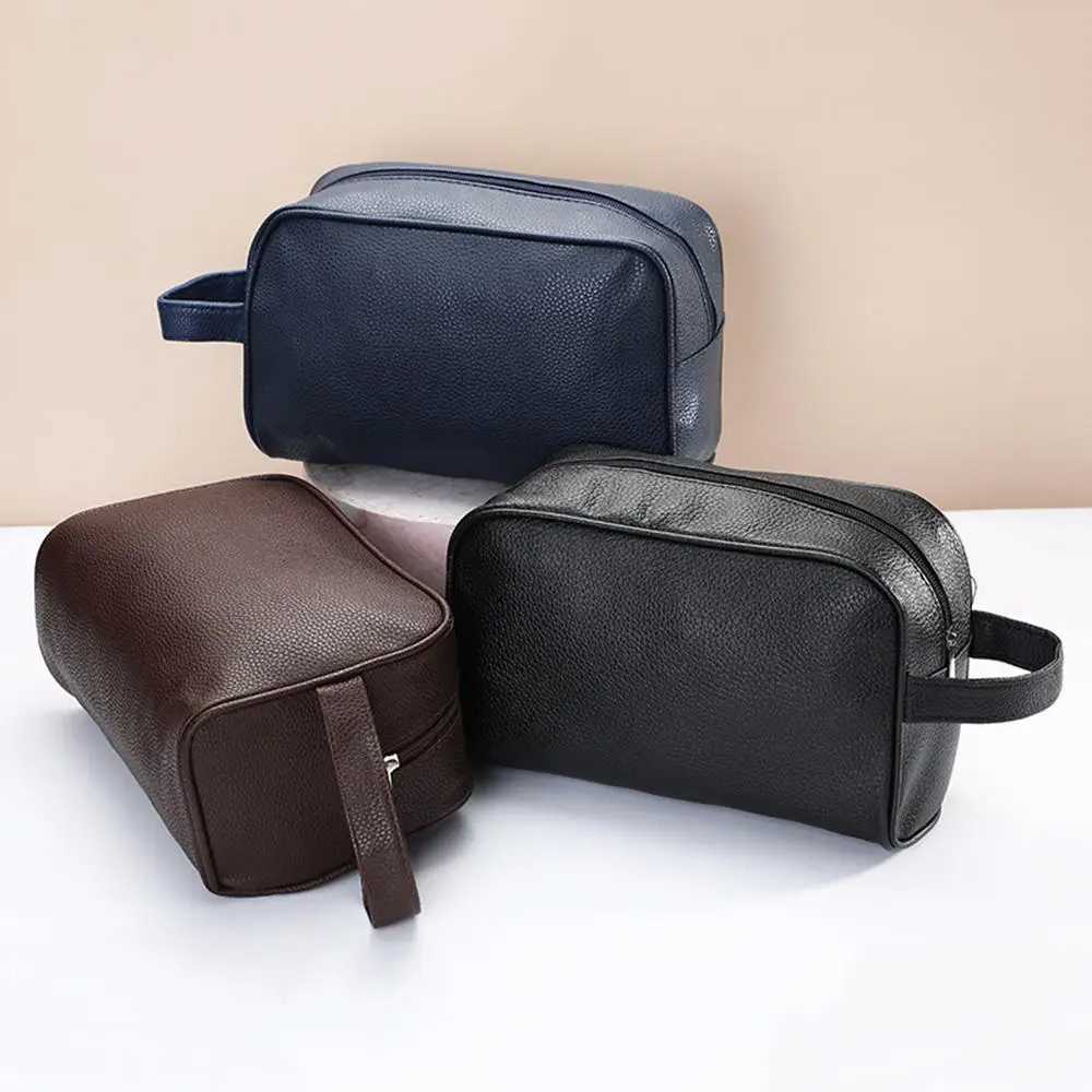 New Men Travel Cosmetic Bag Large Capacity Zipper Makeup Bags PU Leather Travel Toiletry Bag Cosmetics Organizer Storage Pouch J250926