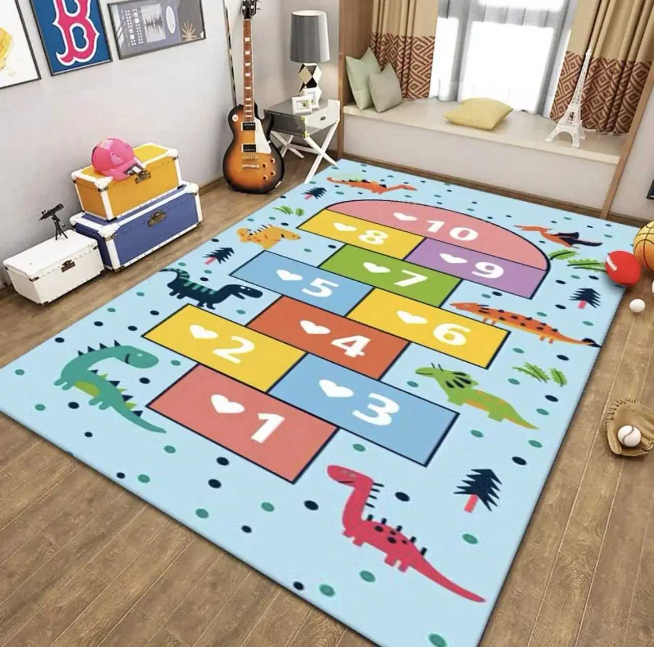 VIKAMA Childish Style Carpet Machine Washable Carpet Cartoon Hopscotch Floor Mats Childrens Room NonSlip Bedroom Rugs C250926
