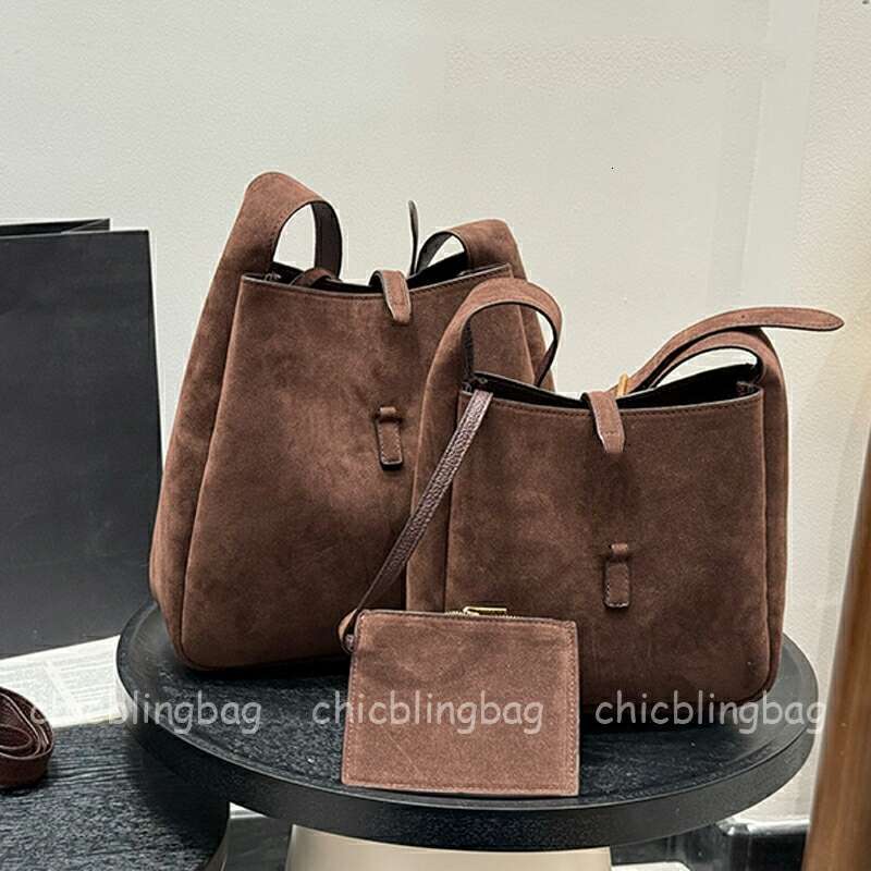 2025 Designer Suede Soft hobo bag Womens Fashion Shoulder Bag Bucket Totes Brown Handbags with Coin Purses