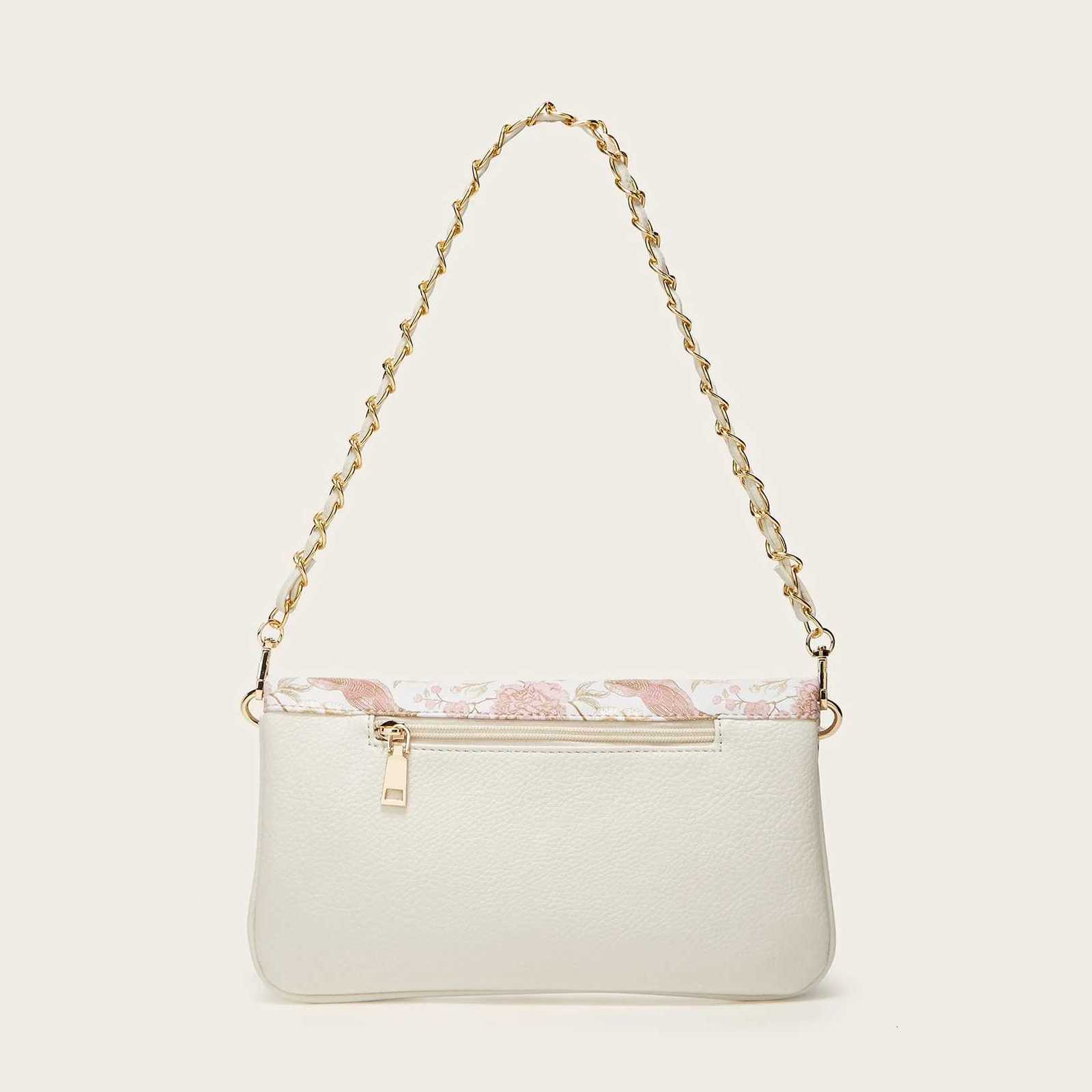 Vintage Shoulder Bags for Woman Floral Faux Leather Crossbody Bags Women 2025 Small Square Bag Ladies Beige Black Retro Chain Z250926