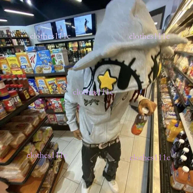 Men's Hoodies Sweatshirts Y2k Yellow Star Lace Cardigan Men Women American Autumn Sweatshirt Campus Style Personality Casual Hoodie Jacket 231010