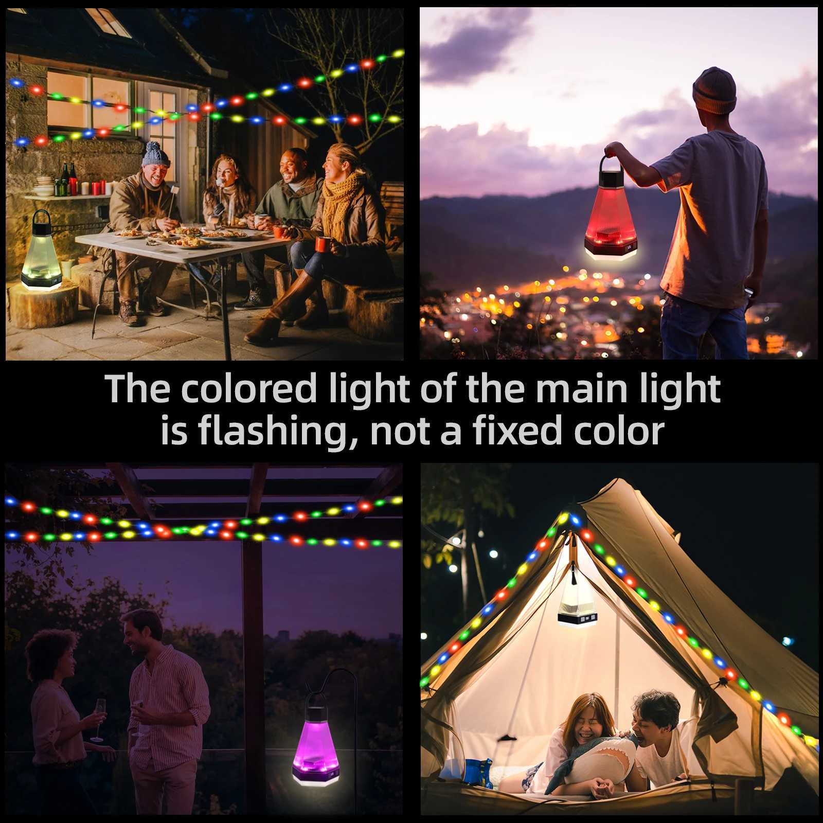 Rechargeable Hanging LED Camping Light with 10m Color String Lights Bag for Halloween Christmas Decor C250925
