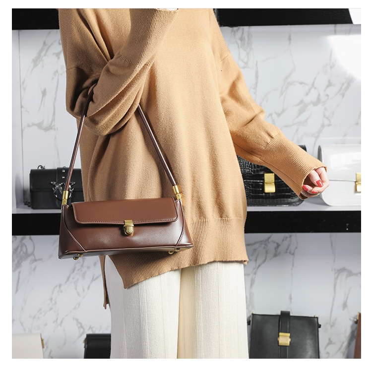 2025 autumn and bag winter new armpit bag retro niche design light luxury French style handbag leather design women's elegant shoulder bag design