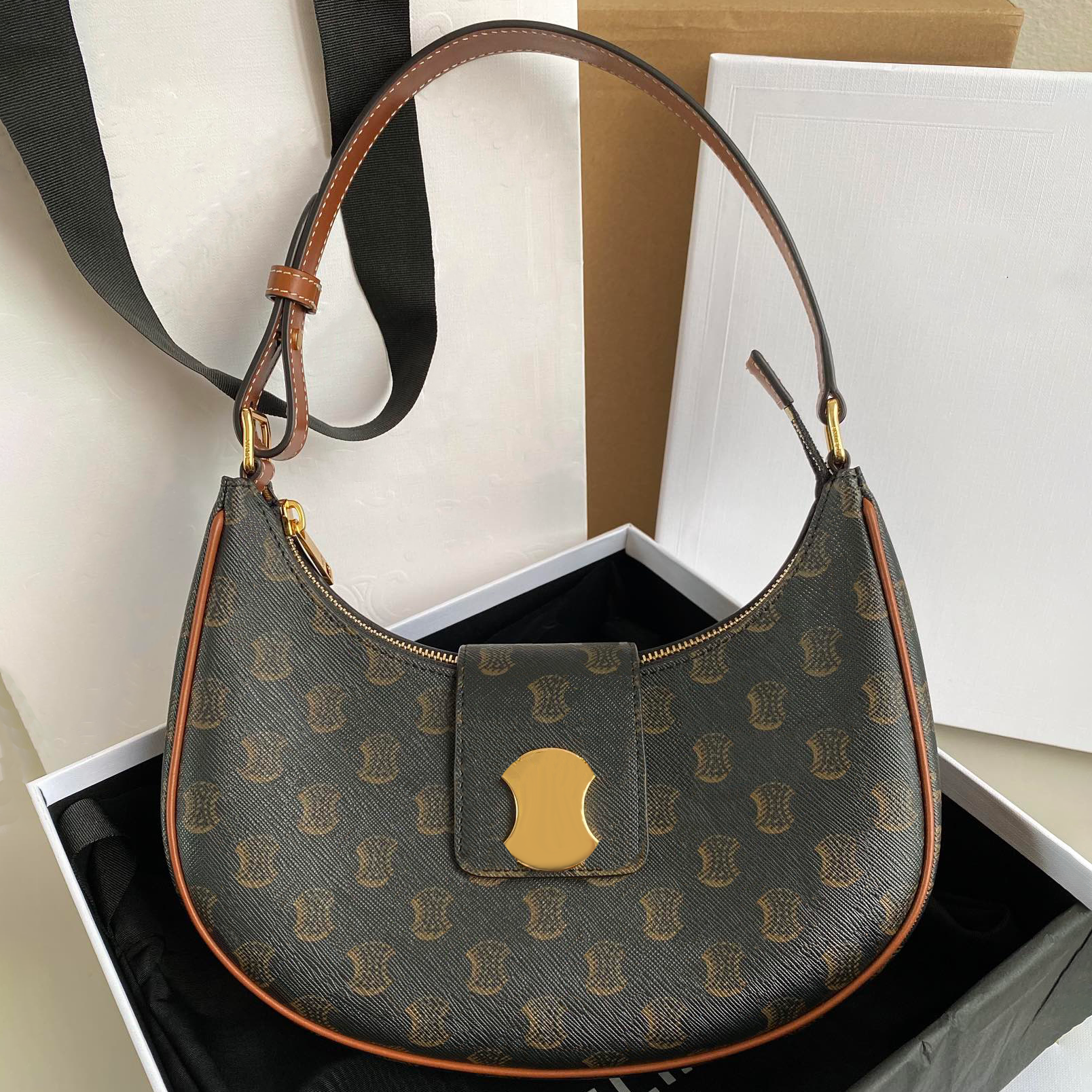 Womens mens AVA Underarm bag Luxury handbags crossbody Designer bags tote 10A quality Leather Shoulder Bag Fashion half moon bag lady armpit Evening Bags Wallets