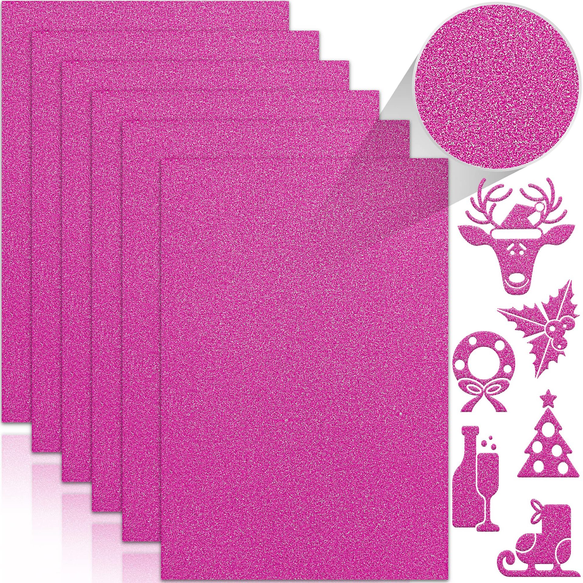 A5 Size 250GSM No Off-Glitter Colorful Luxury Film Glittered Cardstock - Pack of 24 Sheets for Printing
