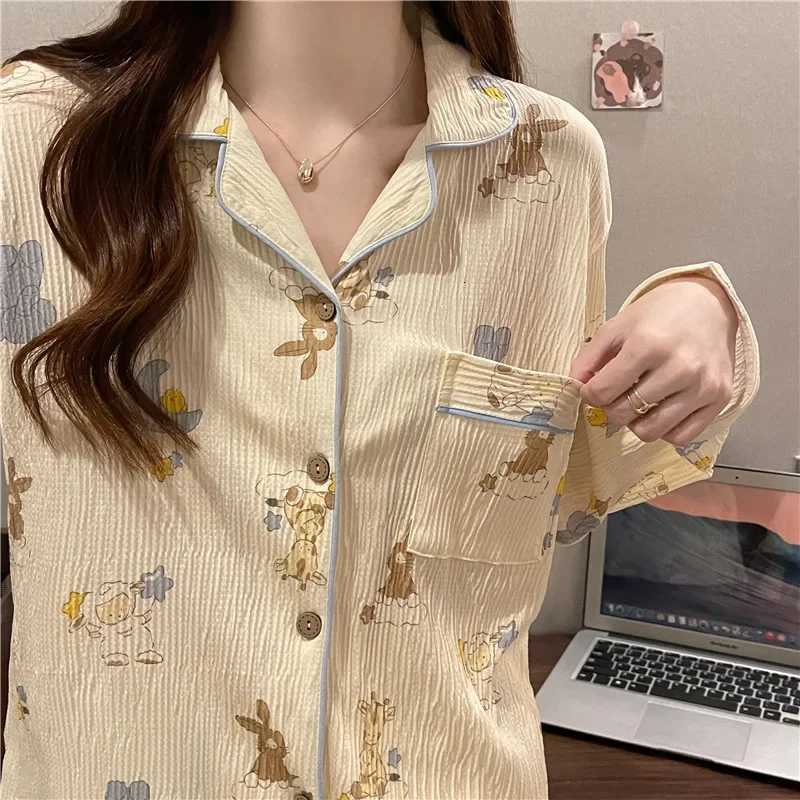 Springautumn Japanese Style Ins Pyjama Set Womens Long Sleeve Trousers Student Cute Cartoon Outer Wear Home Clothes Suit Z250925