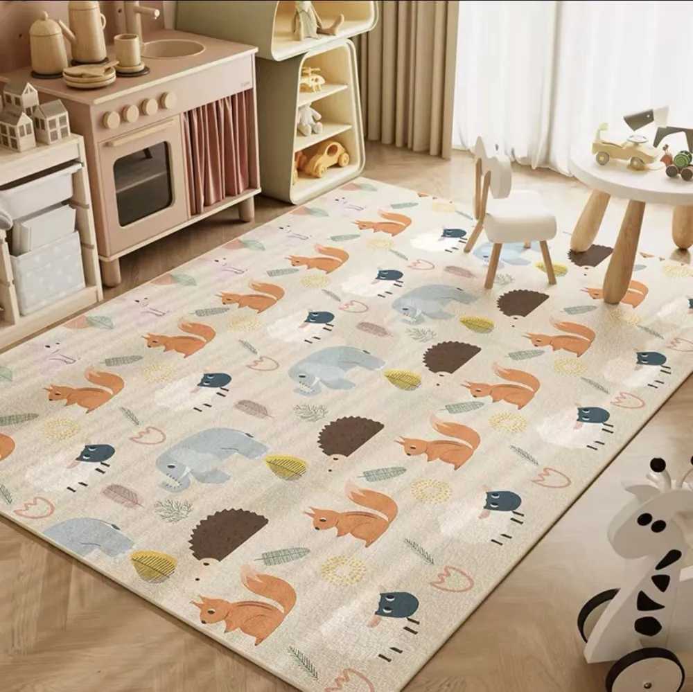 VIKAMA rystal Pile Carpet Room Bedroom Cartoon World Map Underwater World Space Rug Washable Nonslip Carpet Childrens Playmat C250926