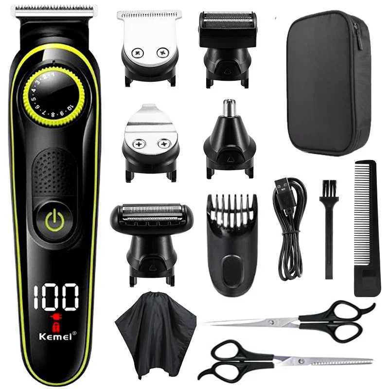Kemei Hair Clipper Professional Hair Trimmer Electric Nose Beard Trimmer Razor 5 in 1 Hair Cutting Machine Trimer Cutter R250926