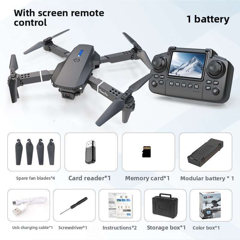 E88 Screen Drone Remote Control With Display Quadcopter Optical Flow Dual Camera Aerial Photography E99 Aircraft