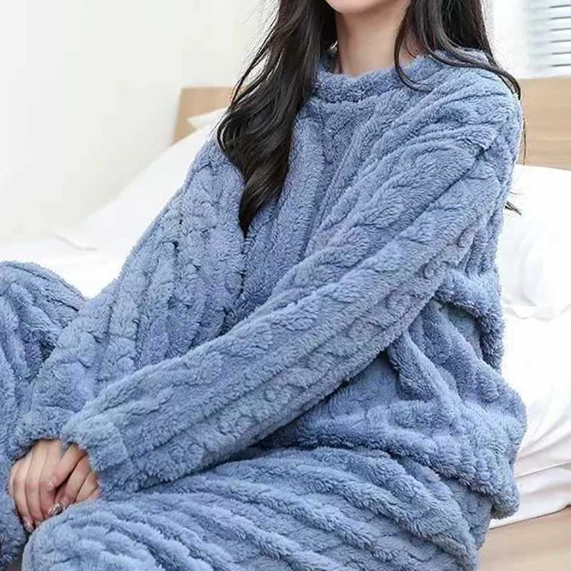 Autumn Women Solid Warm 12 Piece Sets Thicken Velvet Ribbed Fleece Set Pullover And Pants Women Casual Pajama Sets 2025 Z250925