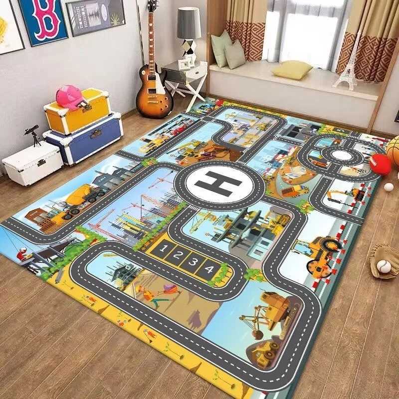 Traffic Road Parking Lot Child s Game Cartoon Carpet Game Room Living Room Sofa Bedroom Study Entrance Mat Nonslip Kid Rug C2509261