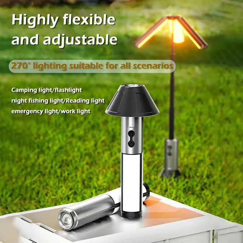 Multifunctional Camping Light 2 in 1 USB Rechargeable Camping LanternFlashlight with Hook Outdoor Emergency Camping Lamp C250925