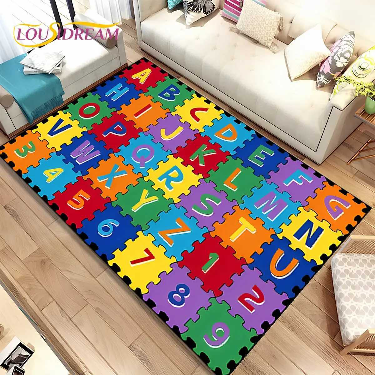ABC Cartoon Kids Playroom Alphabet Children Crawling Early Education Area RugCarpet for Living Room Bedroom SofaNonslip Mat Y250926