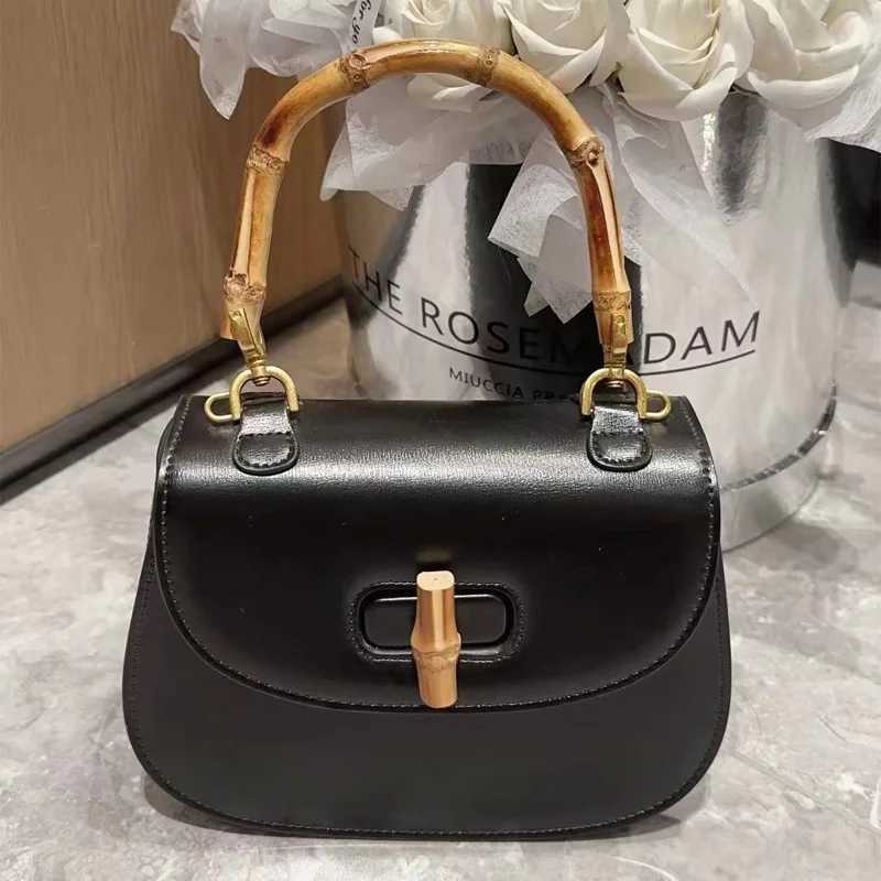 Fashion Genuine Leather Women Small Handbags Splicing Design Lady Saddle Hand Bags With Bamboo Handle Z250926
