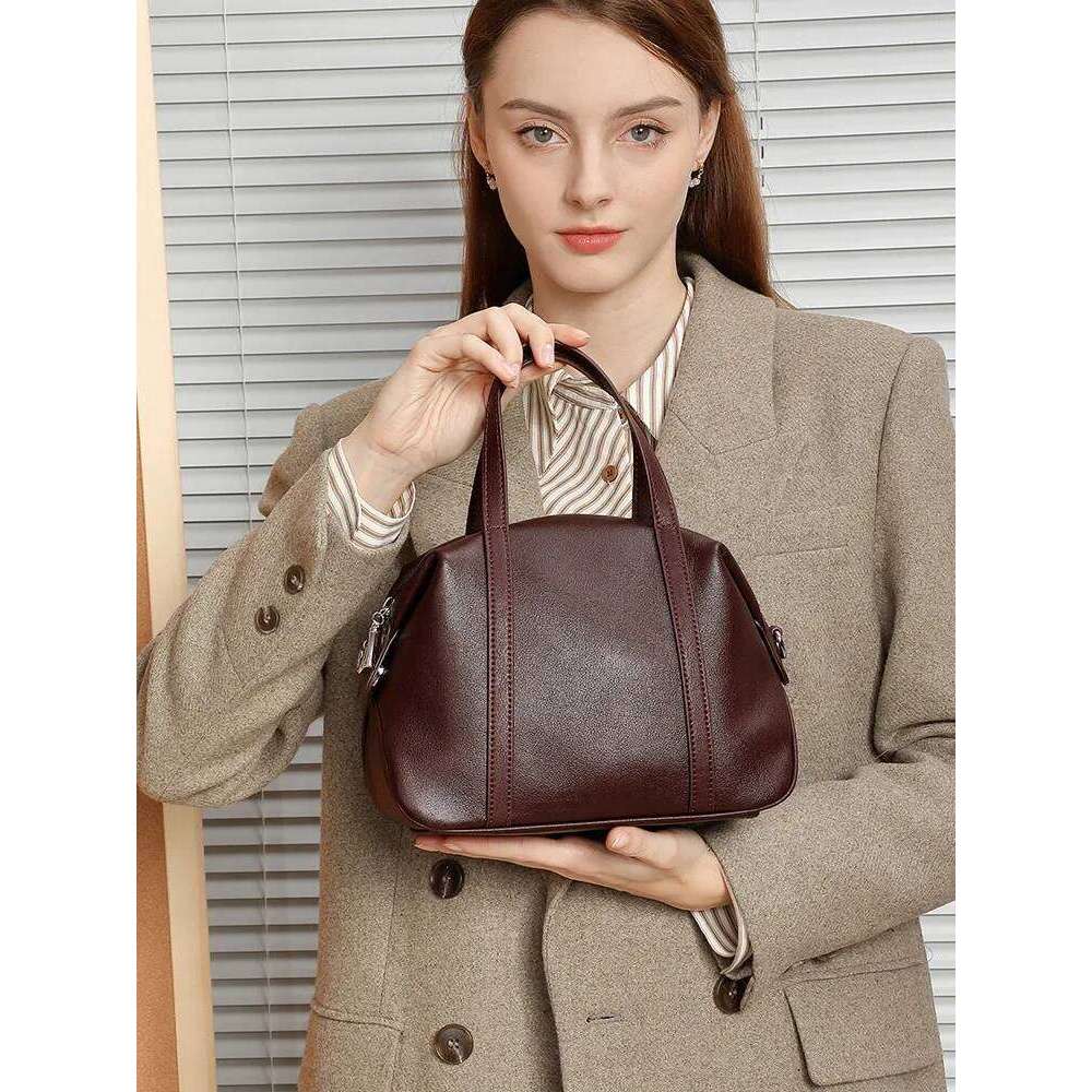 Female Cow Real Leather Crossbody Bags Women's Retro Cowhide Shoulder Boston Pillow Bag Lady Fashion Designer Handbags Suotong2509