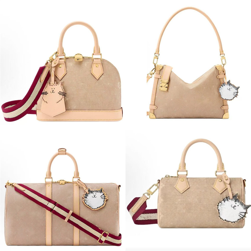 Designer Travels With Grace Coddington Collaboration Edition Handbags Luxury Bags Women Designer 2025 Canvas Shoulder Bag Crossbody Bag With Cat Charm M25787