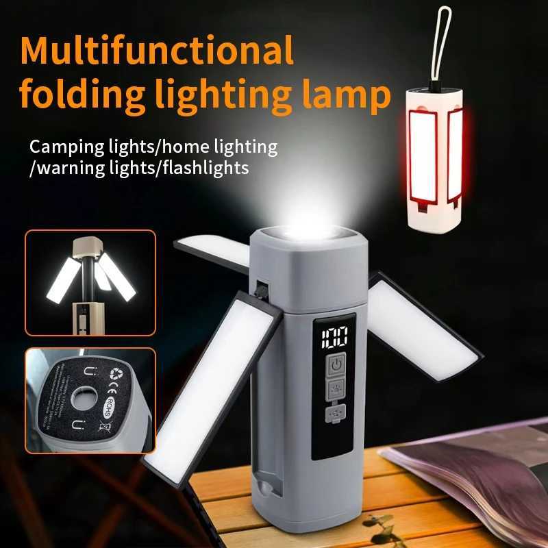 Folding Outdoor Camping Light Portable Rechargeable Hanging Tent Hanging Lantern with Battery Display Emergency Car Outdoor Lamp C250925